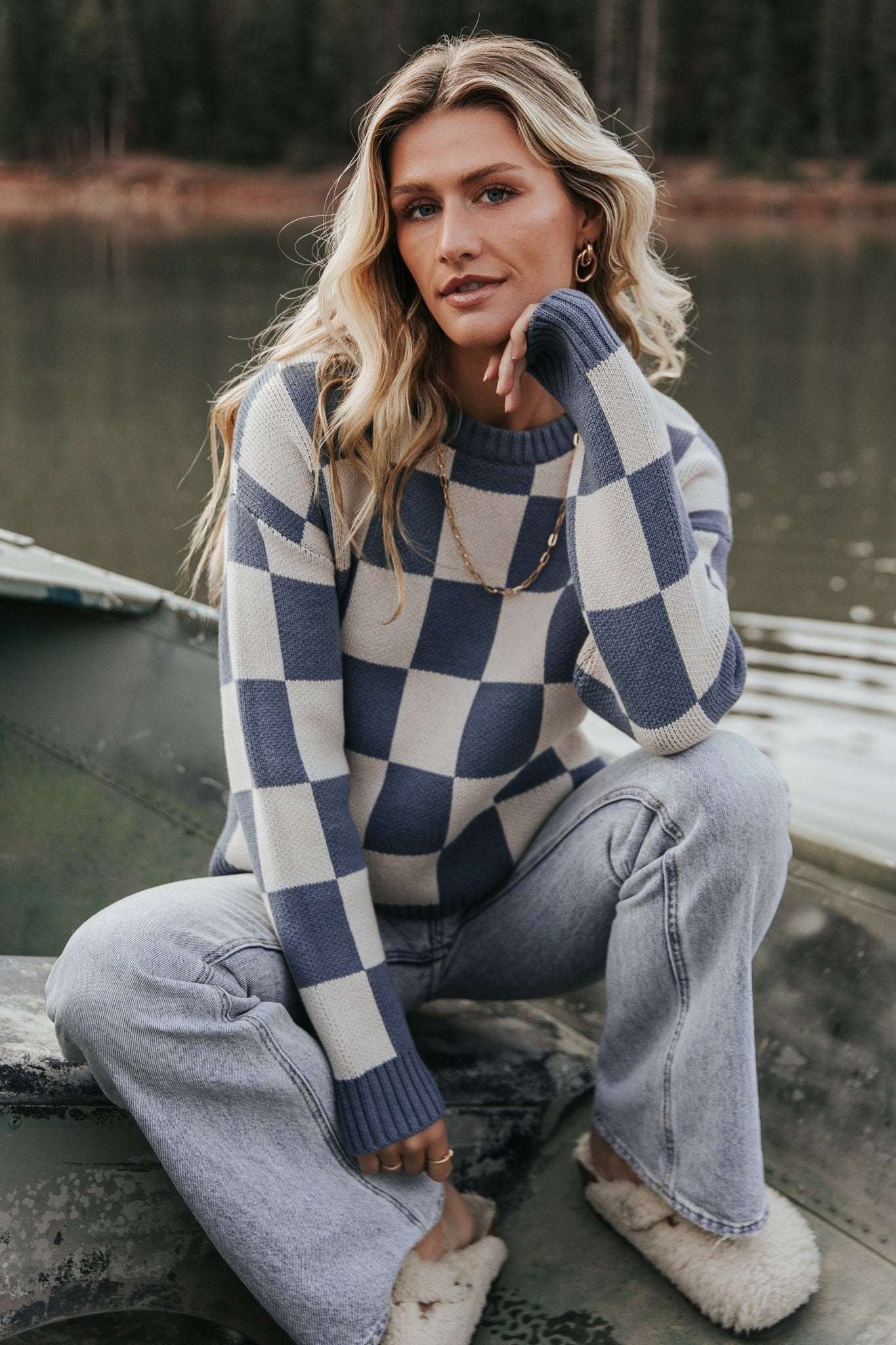 Quincy Checkered Sweater | Blue - Baltic Born