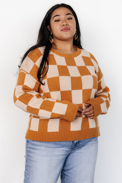 Quincy Checkered Sweater | Pumpkin Spice - Baltic Born