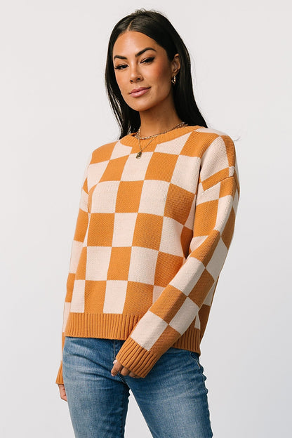 Quincy Checkered Sweater | Pumpkin Spice - Baltic Born