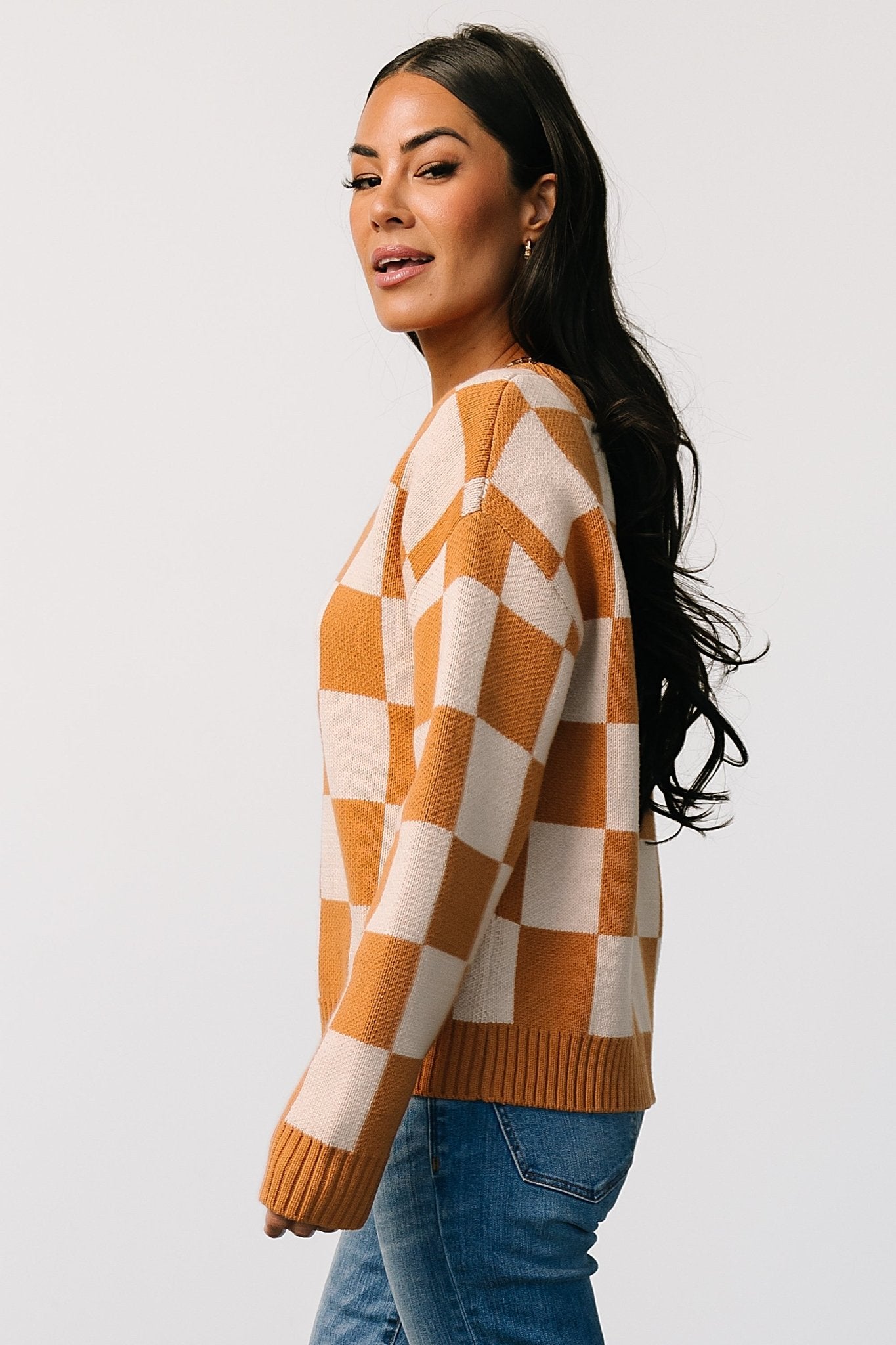 Quincy Checkered Sweater | Pumpkin Spice - Baltic Born