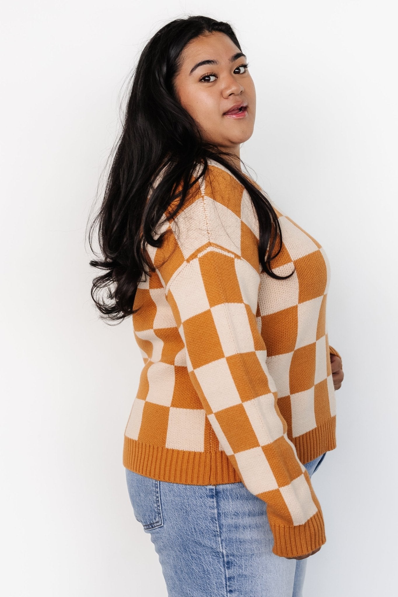 Quincy Checkered Sweater | Pumpkin Spice - Baltic Born