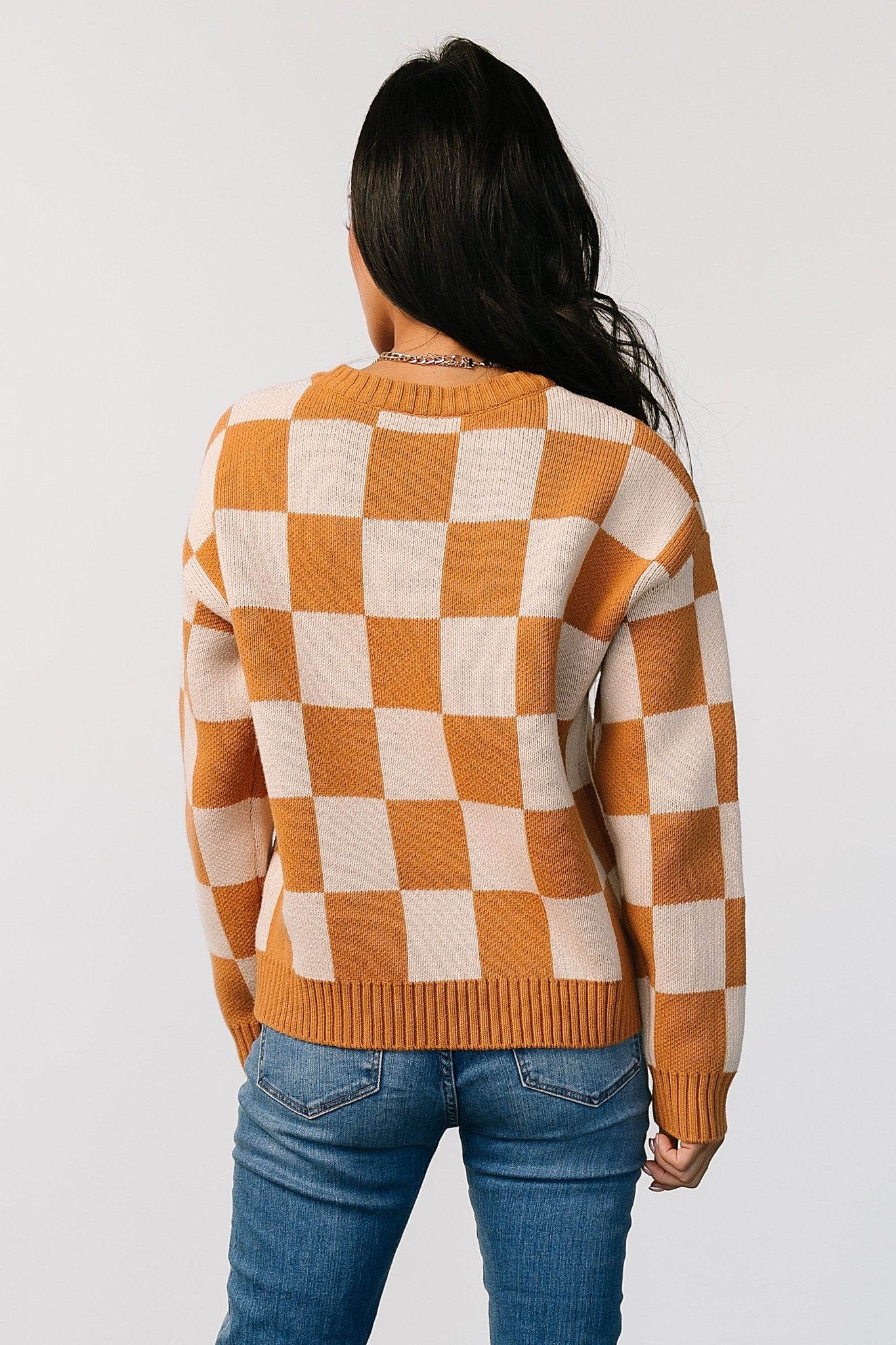 Quincy Checkered Sweater | Pumpkin Spice - Baltic Born