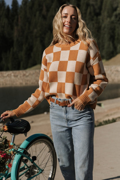 Quincy Checkered Sweater | Pumpkin Spice - Baltic Born