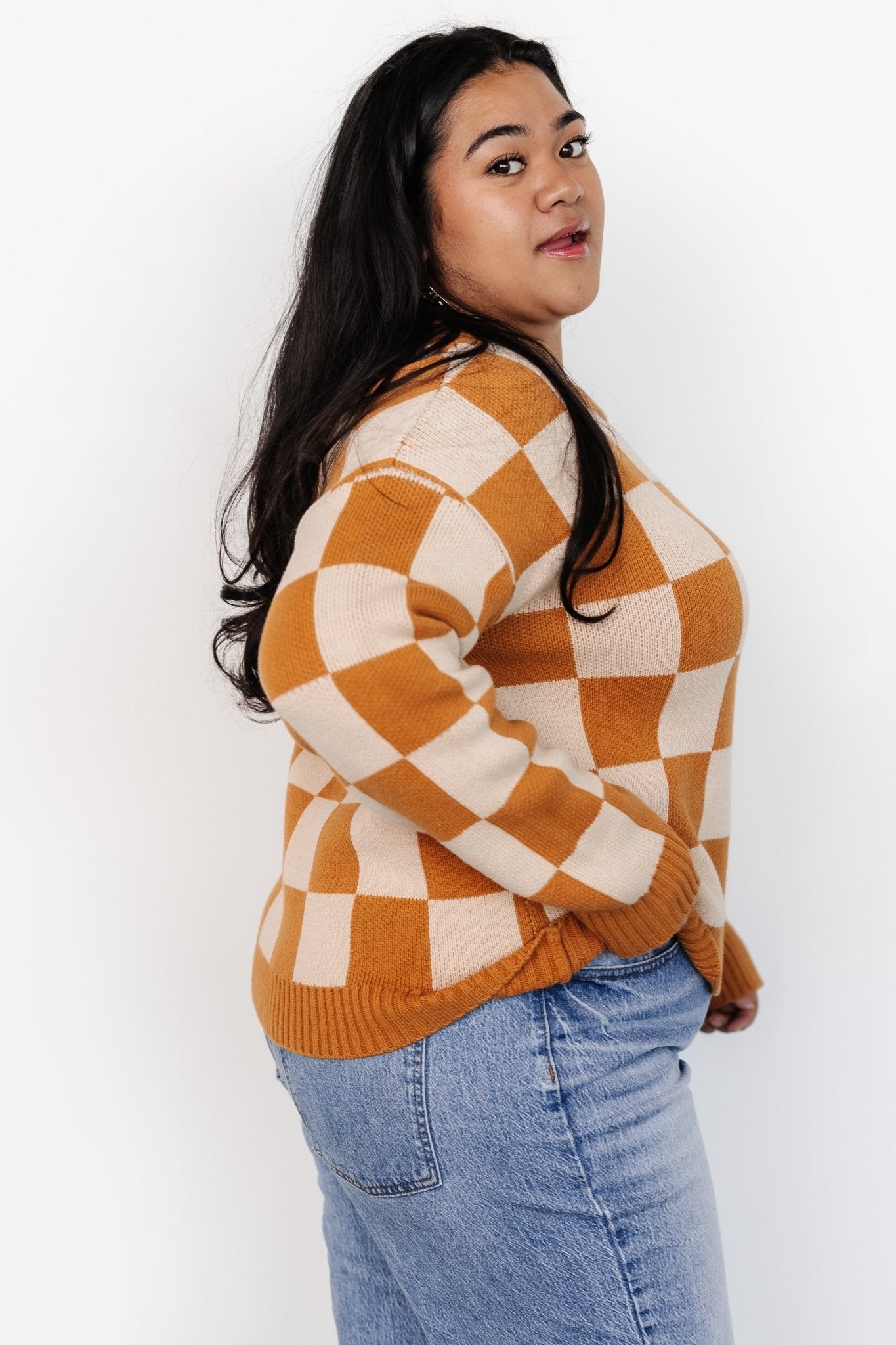 Quincy Checkered Sweater | Pumpkin Spice - Baltic Born