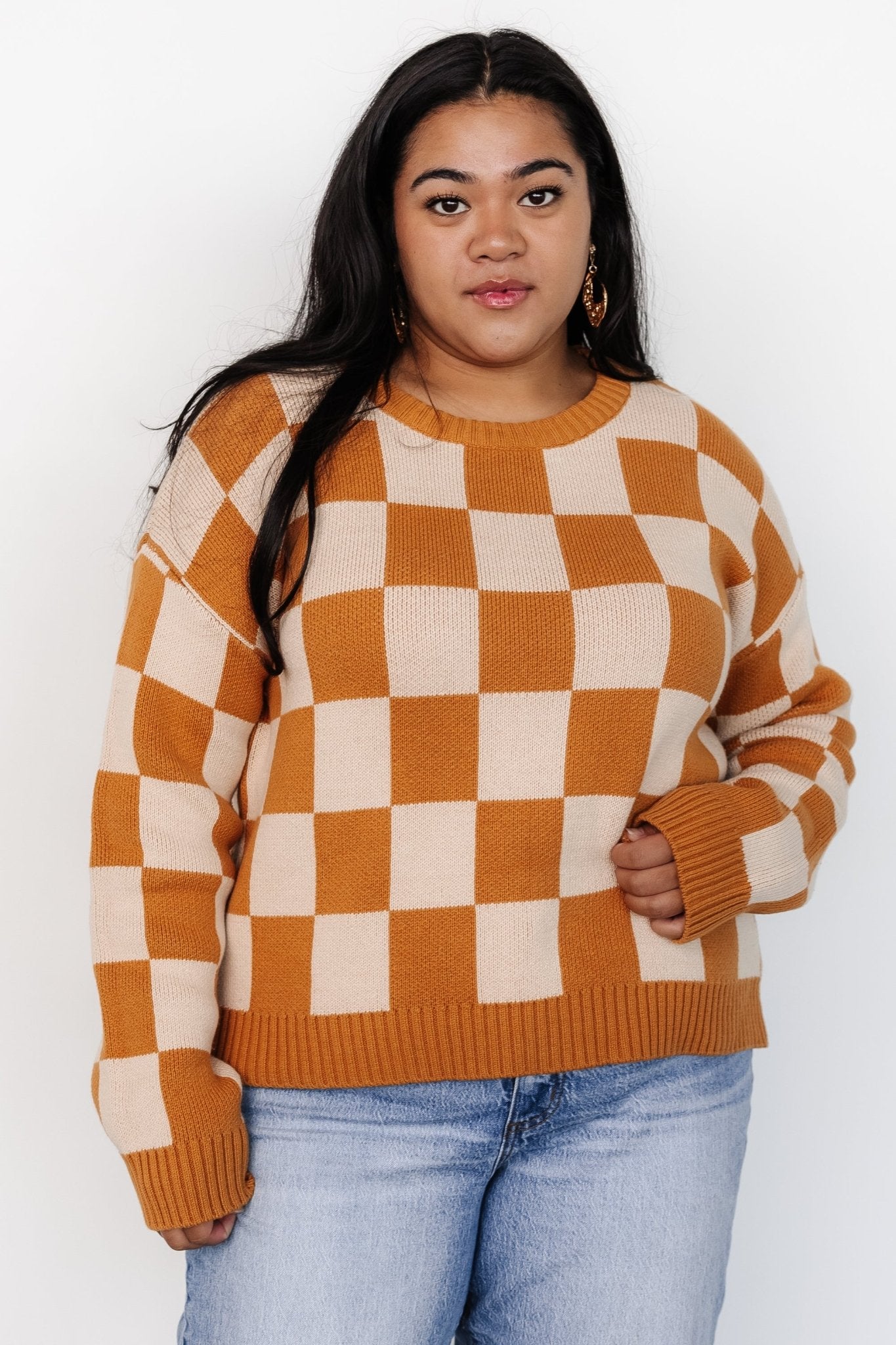 Quincy Checkered Sweater | Pumpkin Spice - Baltic Born