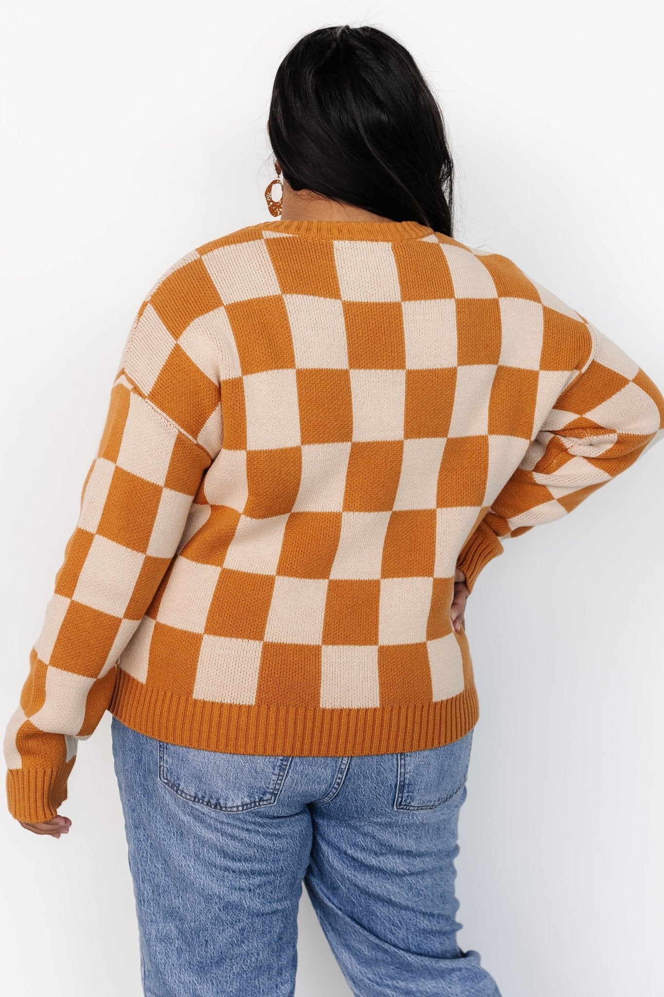 Quincy Checkered Sweater | Pumpkin Spice - Baltic Born