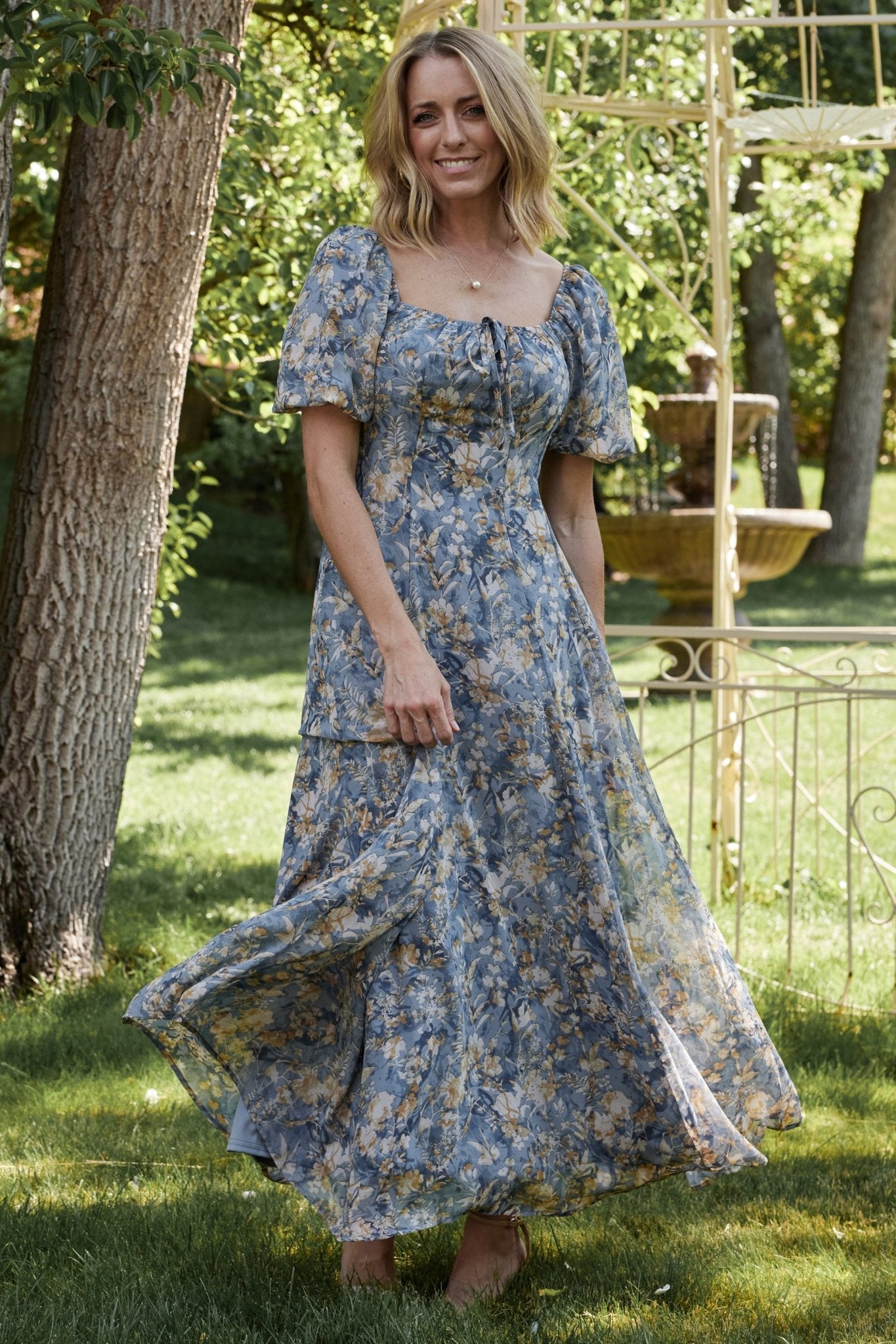 Raelynn Maxi Dress | Dusty Blue Floral - Baltic Born