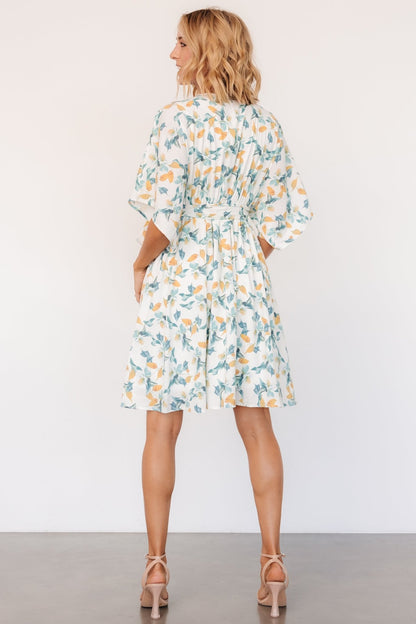 Raina Kimono Short Dress | Off White Multi Floral - Baltic Born