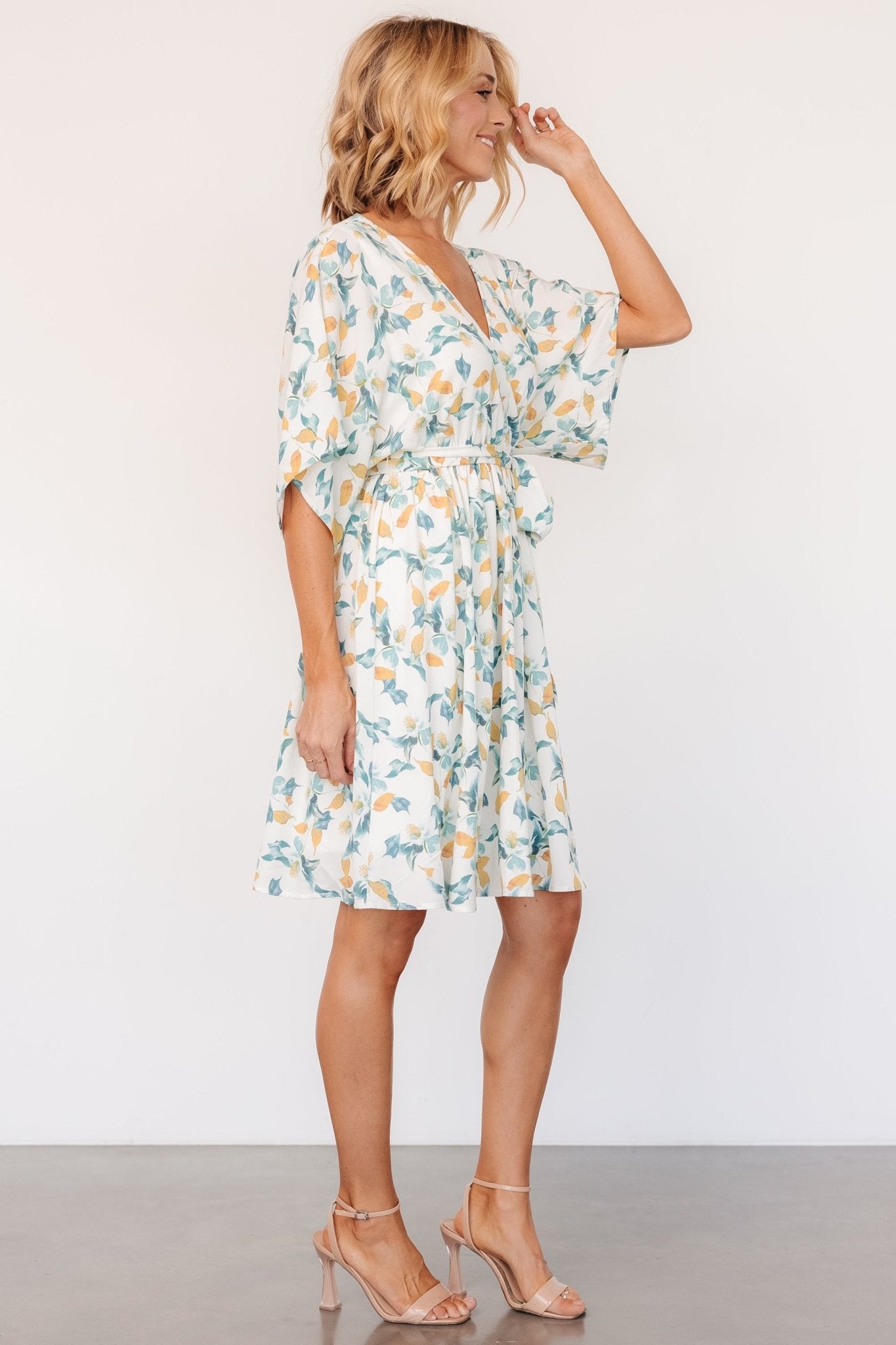 Raina Kimono Short Dress | Off White Multi Floral - Baltic Born