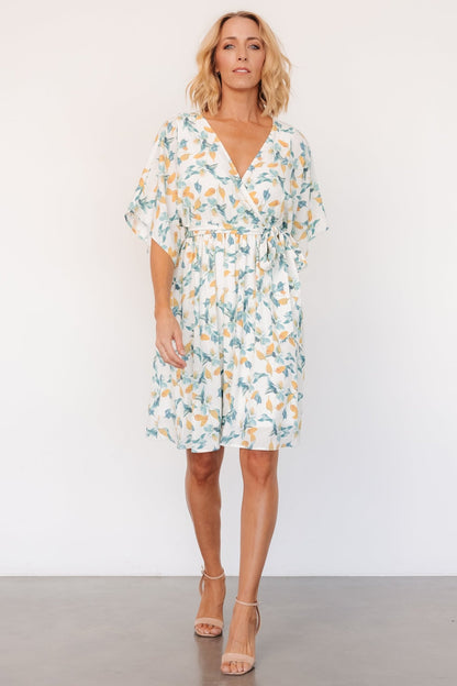 Raina Kimono Short Dress | Off White Multi Floral - Baltic Born