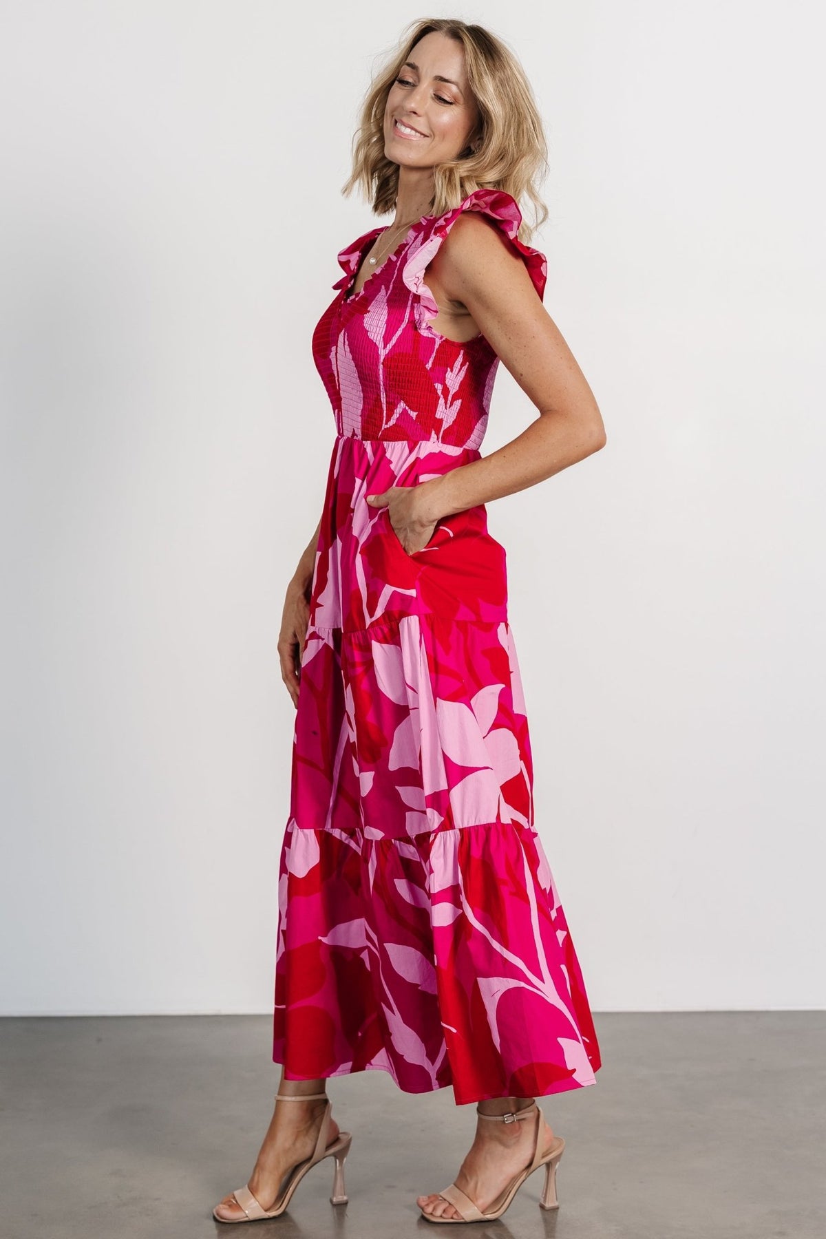 Ranchero Smocked Maxi Dress | Red + Pink – Baltic Born