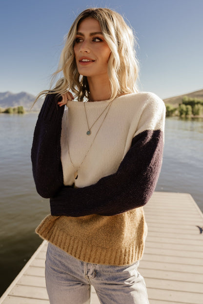 Randi Color Block Sweater | Cream + Navy - Baltic Born