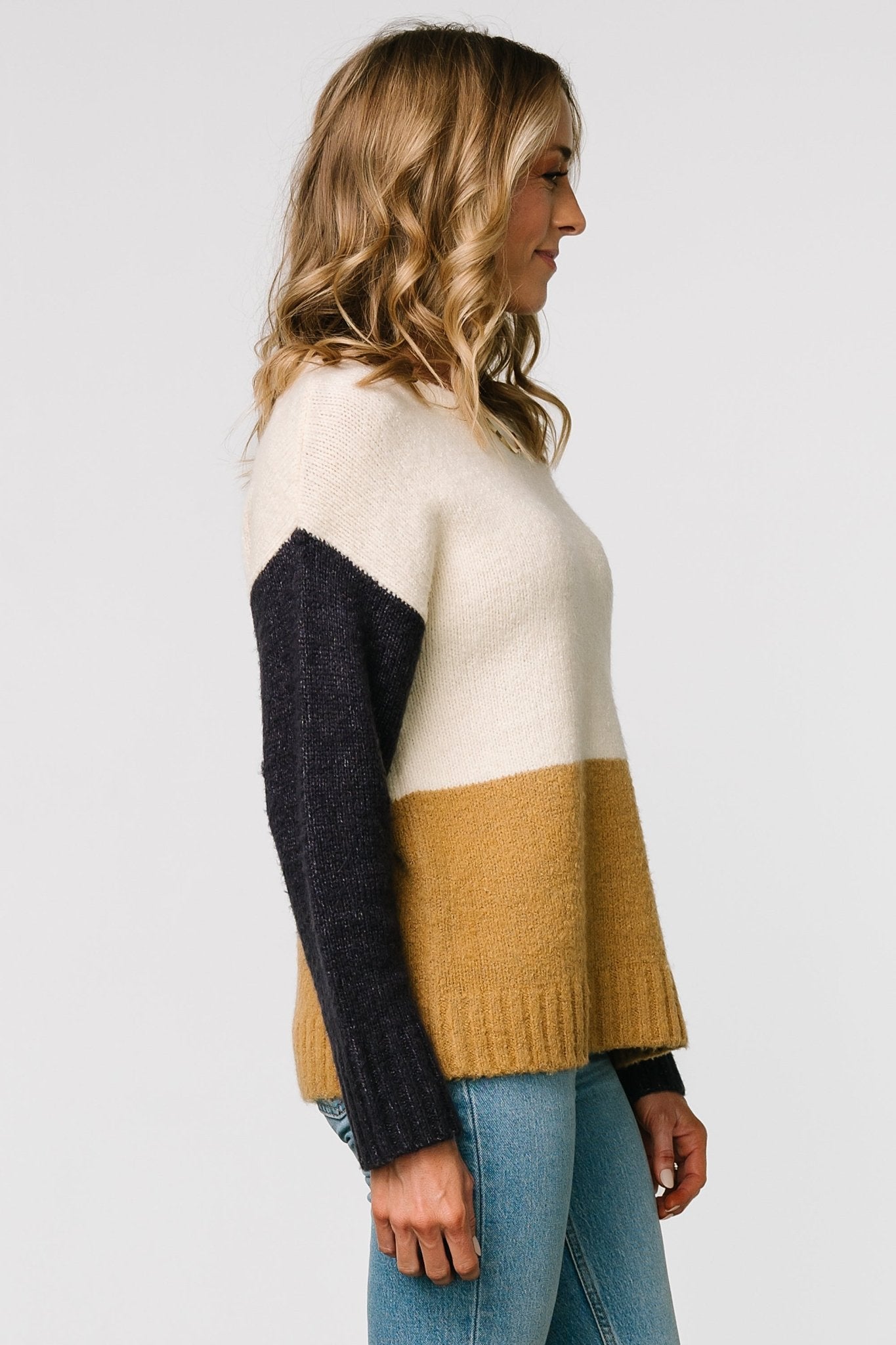 Randi Color Block Sweater | Cream + Navy - Baltic Born