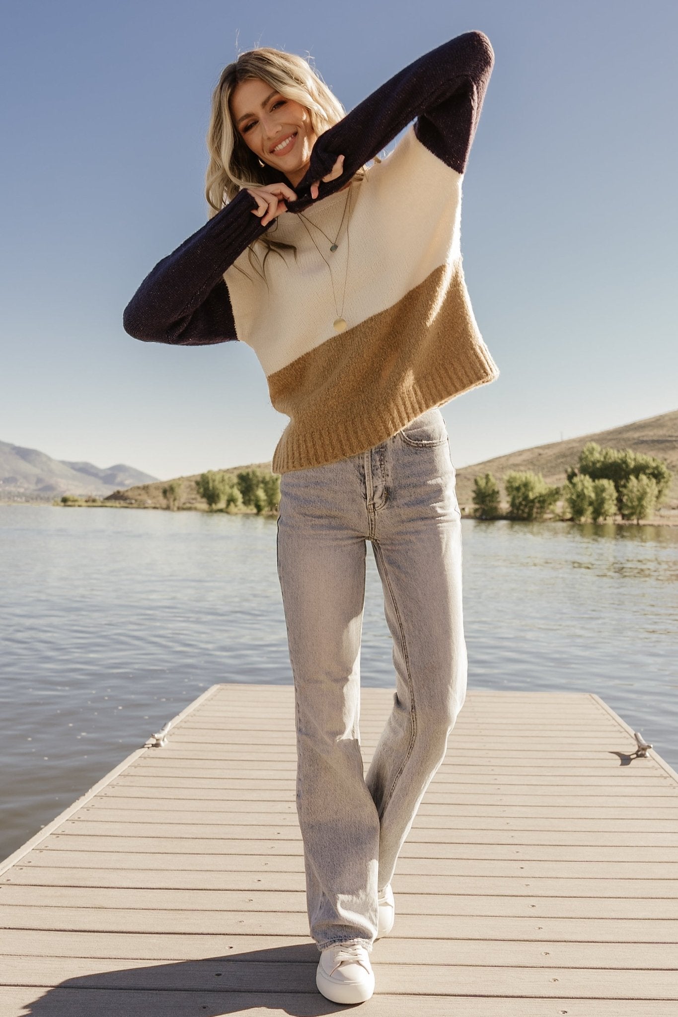 Randi Color Block Sweater | Cream + Navy - Baltic Born