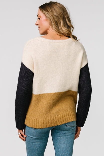 Randi Color Block Sweater | Cream + Navy - Baltic Born