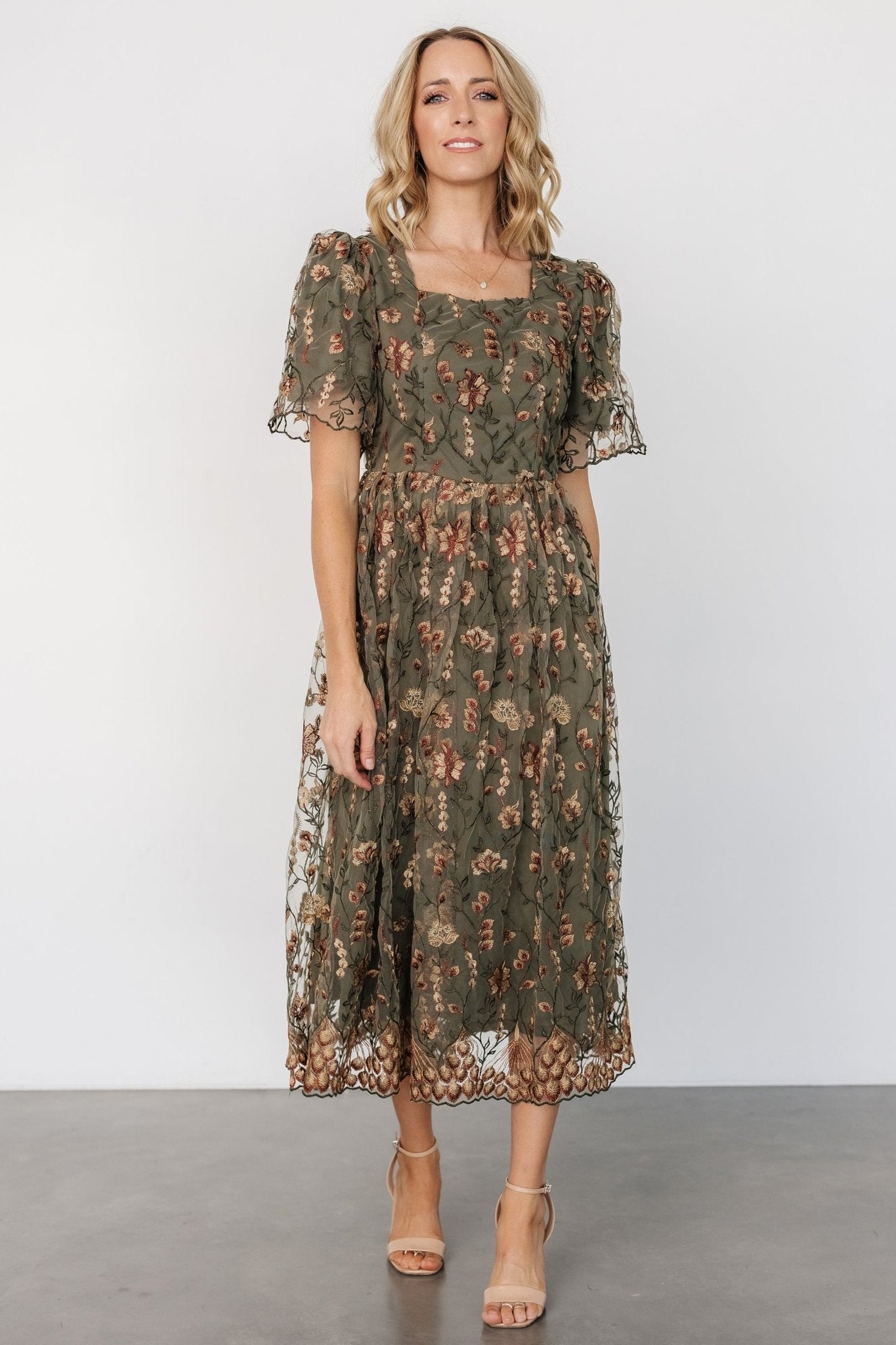 Ravenna Embroidered Dress | Olive Floral - Baltic Born