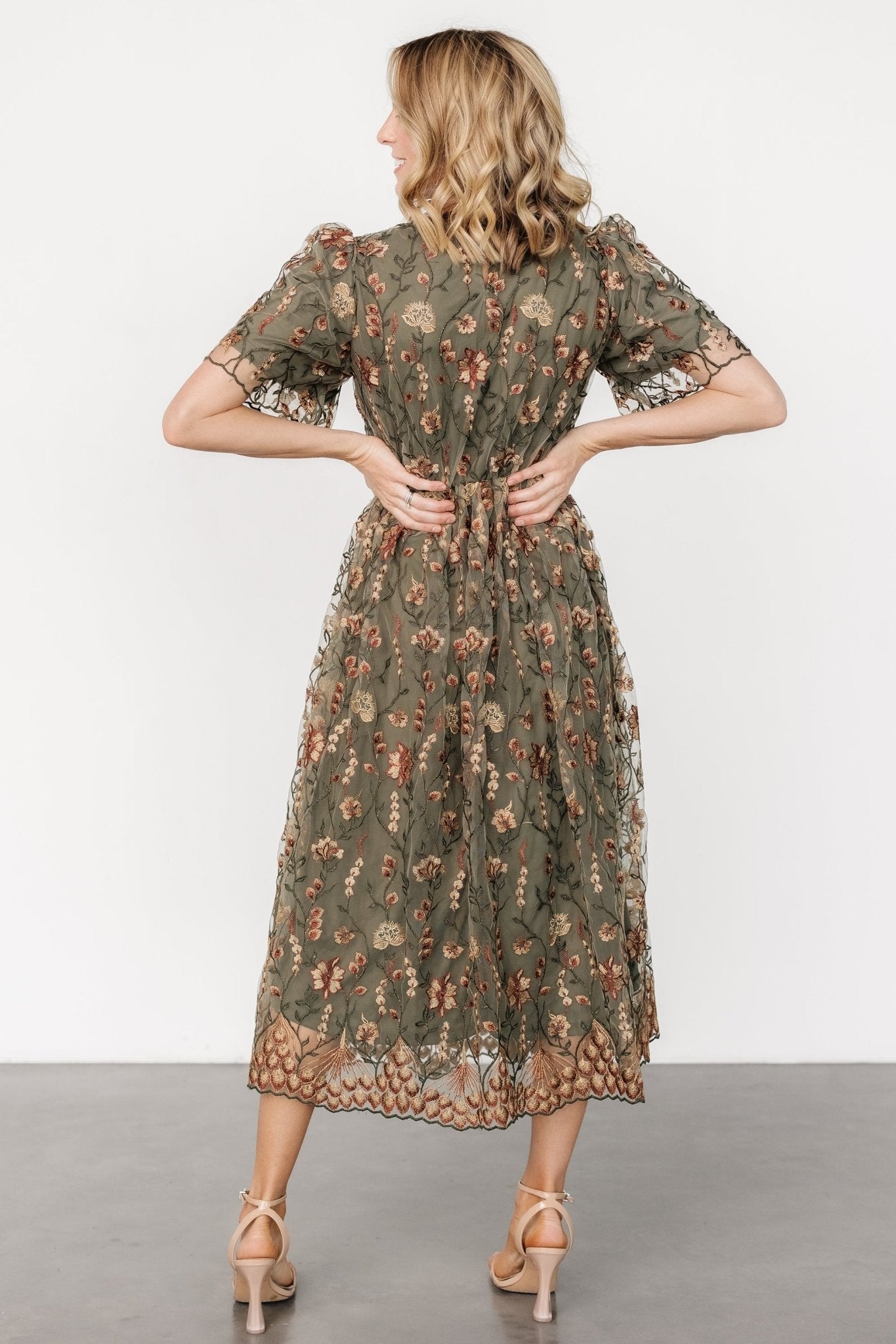 Ravenna Embroidered Dress | Olive Floral - Baltic Born