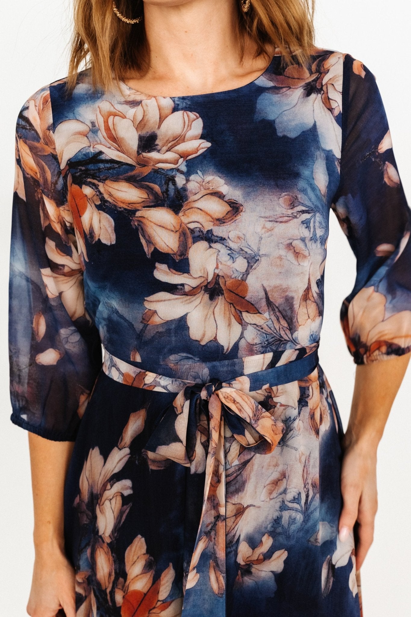 Rebecca Maxi Dress | Dark Blue Floral - Baltic Born