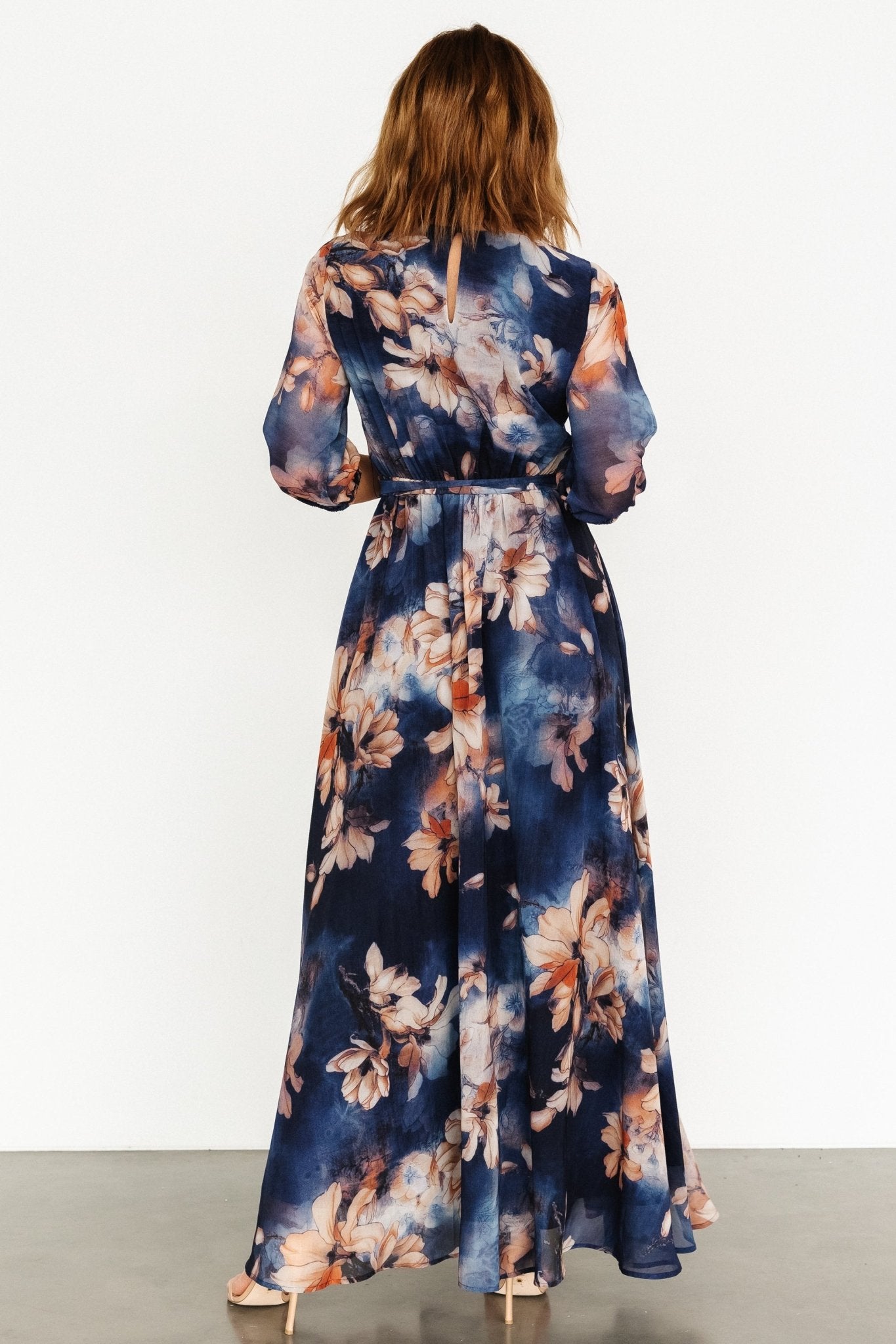 Rebecca Maxi Dress | Dark Blue Floral - Baltic Born