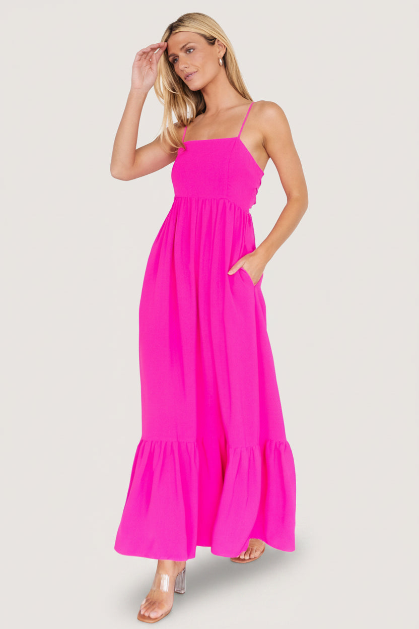 Baltic Born Womens Regan Tank Maxi Dress | Fuchsia Pink | Size: 3XL
