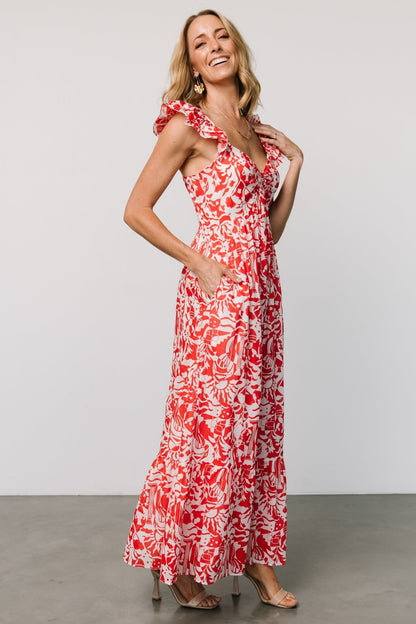 Renee Maxi Dress | White + Red - Baltic Born