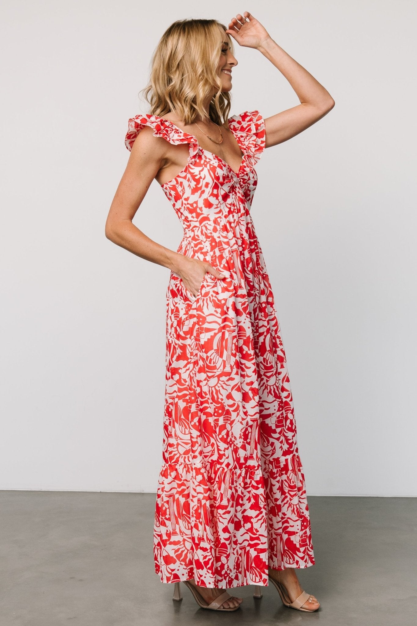 Renee Maxi Dress | White + Red - Baltic Born