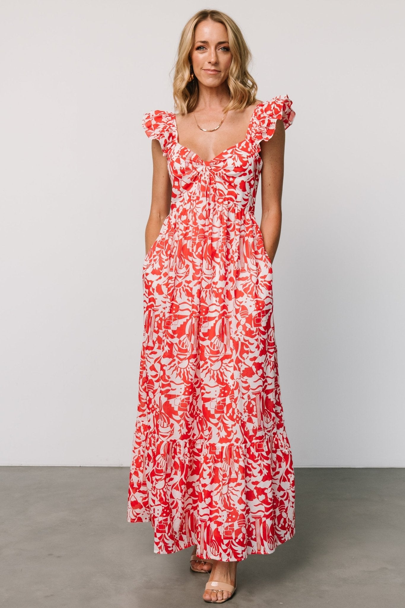 Renee Maxi Dress | White + Red - Baltic Born