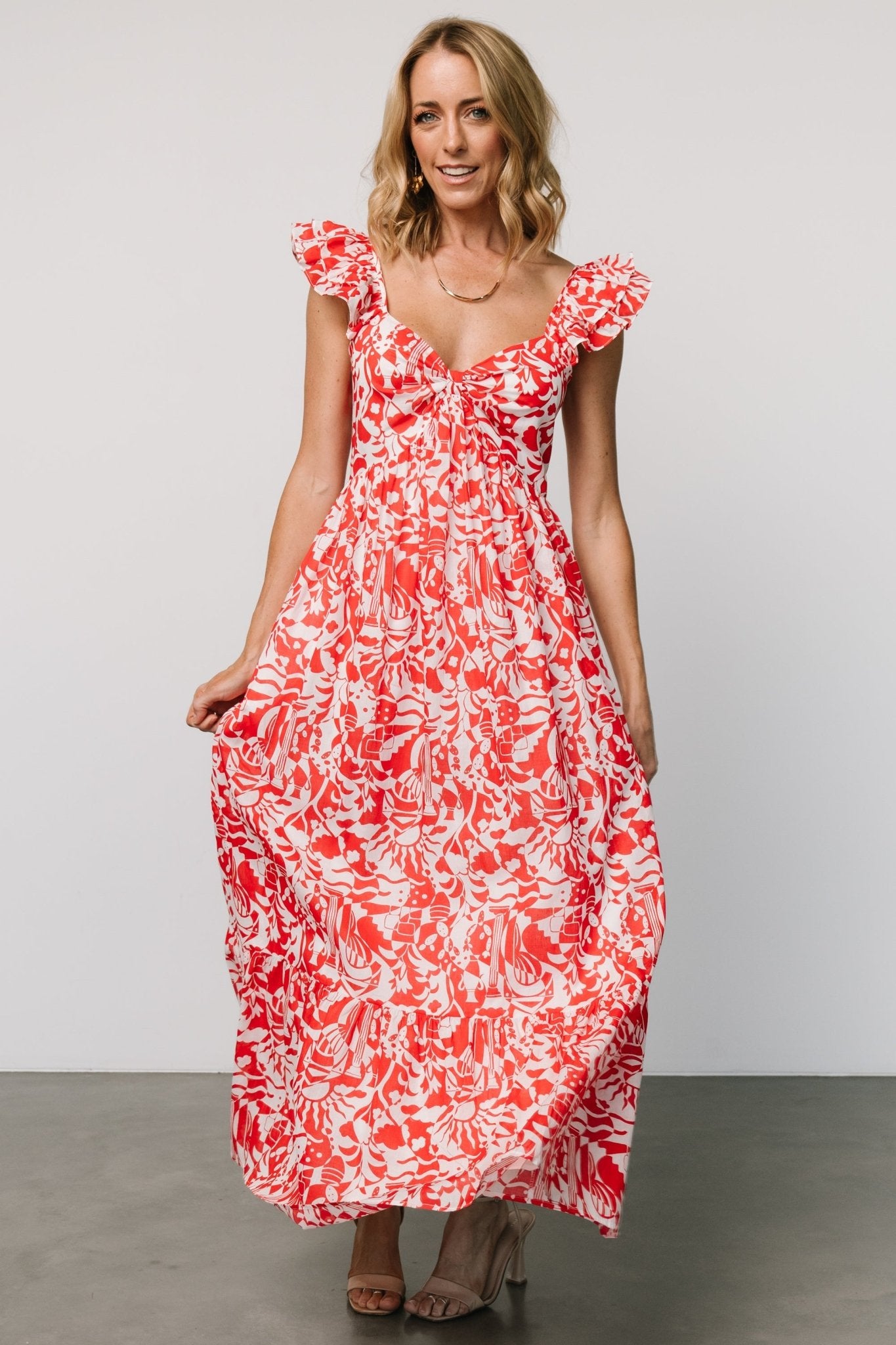 Renee Maxi Dress | White + Red - Baltic Born