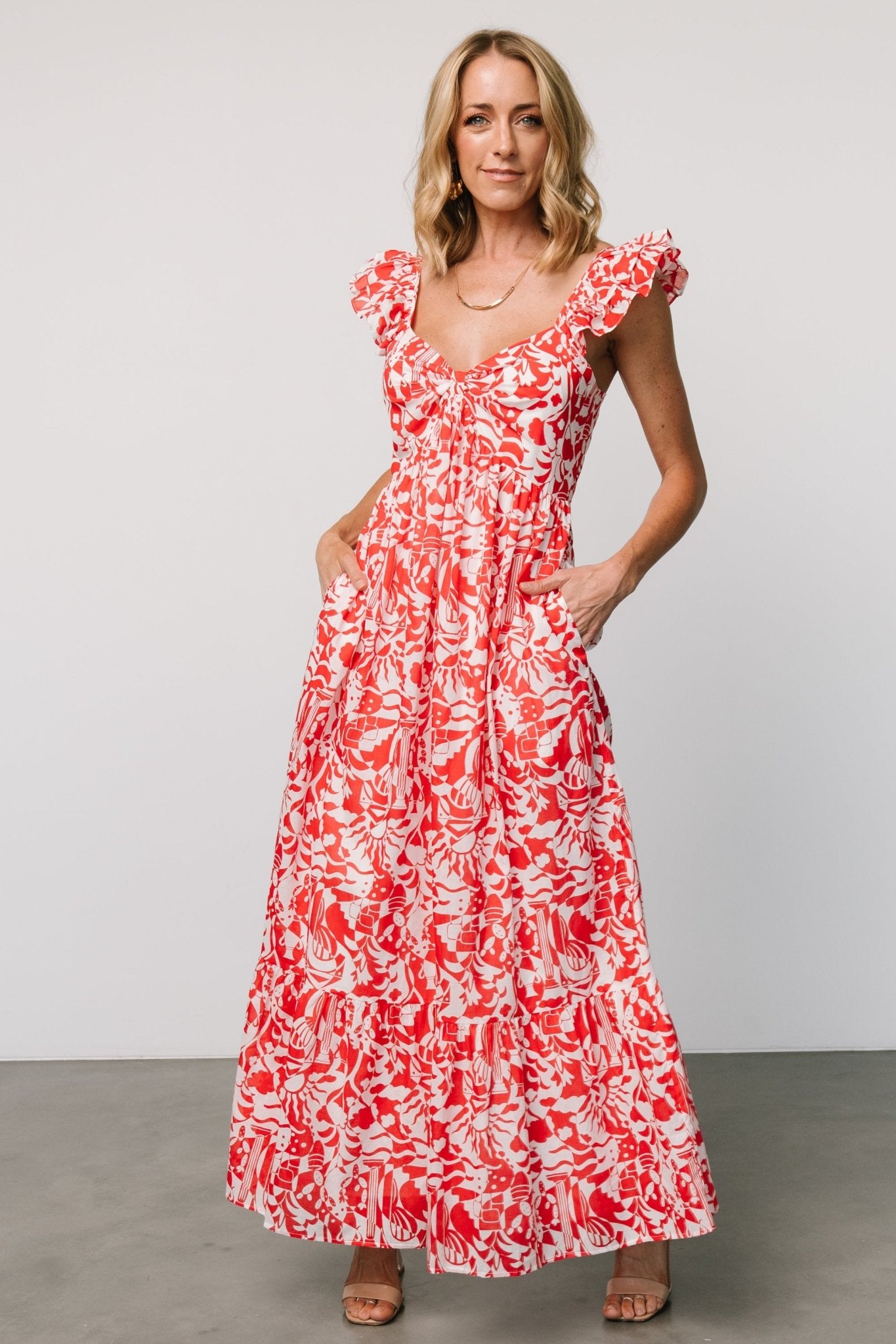 Renee Maxi Dress | White + Red - Baltic Born