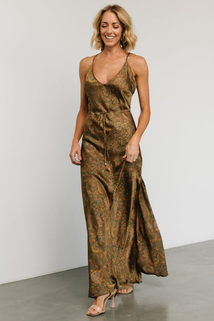 Reno Slip Maxi Dress | Brown + Olive - Baltic Born