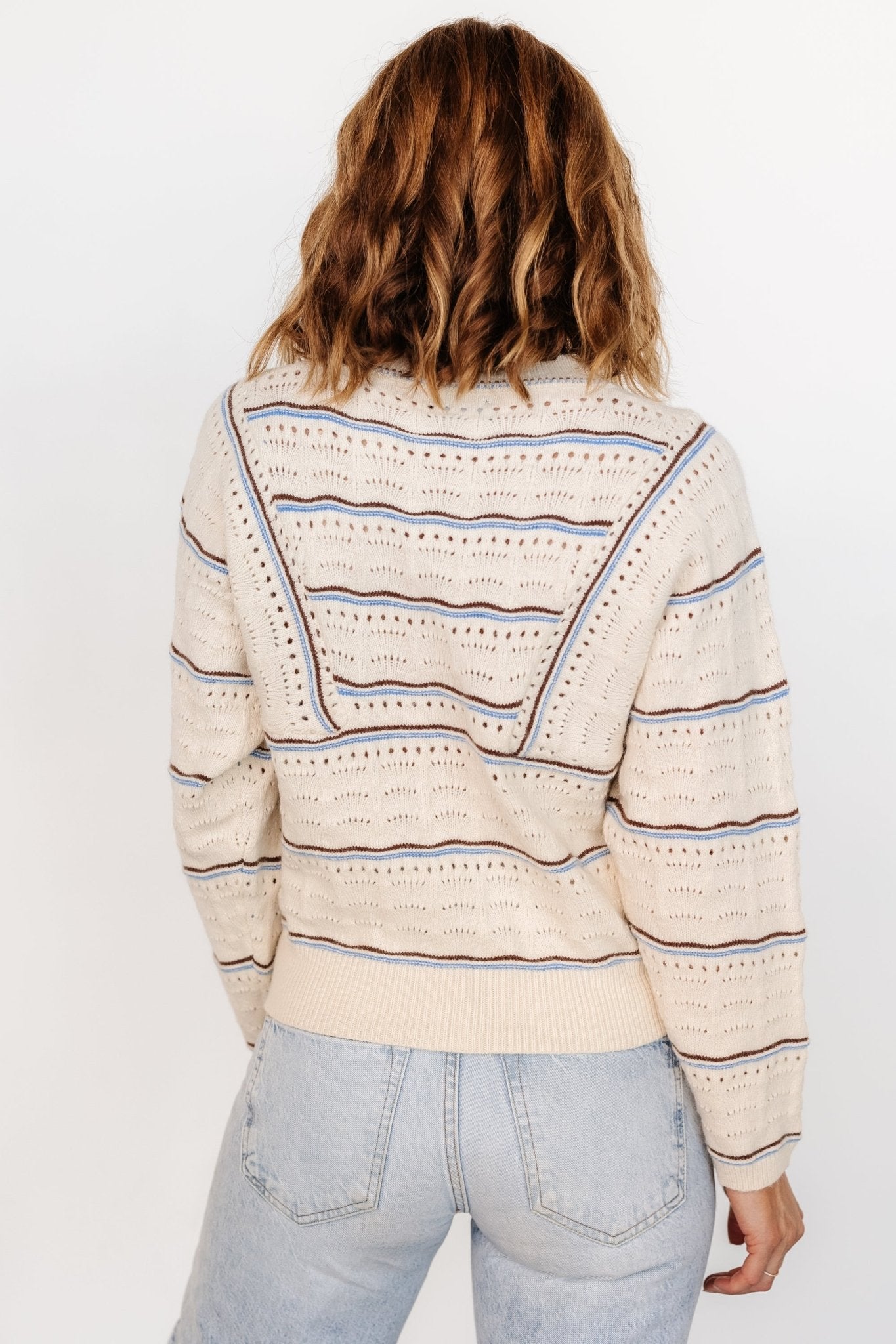 Rhya Knit Sweater | Cream + Blue - Baltic Born