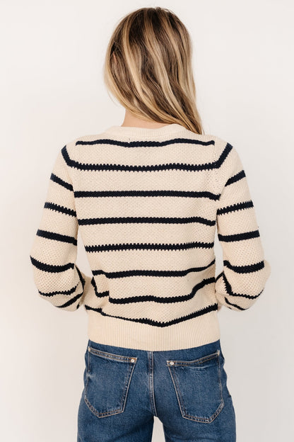 Rianne Knit Sweater | Cream + Navy Stripe - Baltic Born