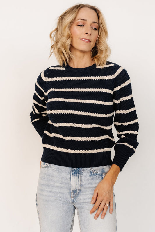 Rianne Knit Sweater | Navy + Cream Stripe - Baltic Born