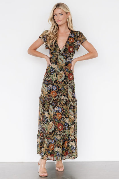 Riverwood Deep V Maxi Dress | Multi Floral - Baltic Born