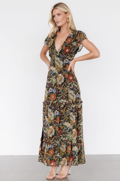 Riverwood Deep V Maxi Dress | Multi Floral - Baltic Born