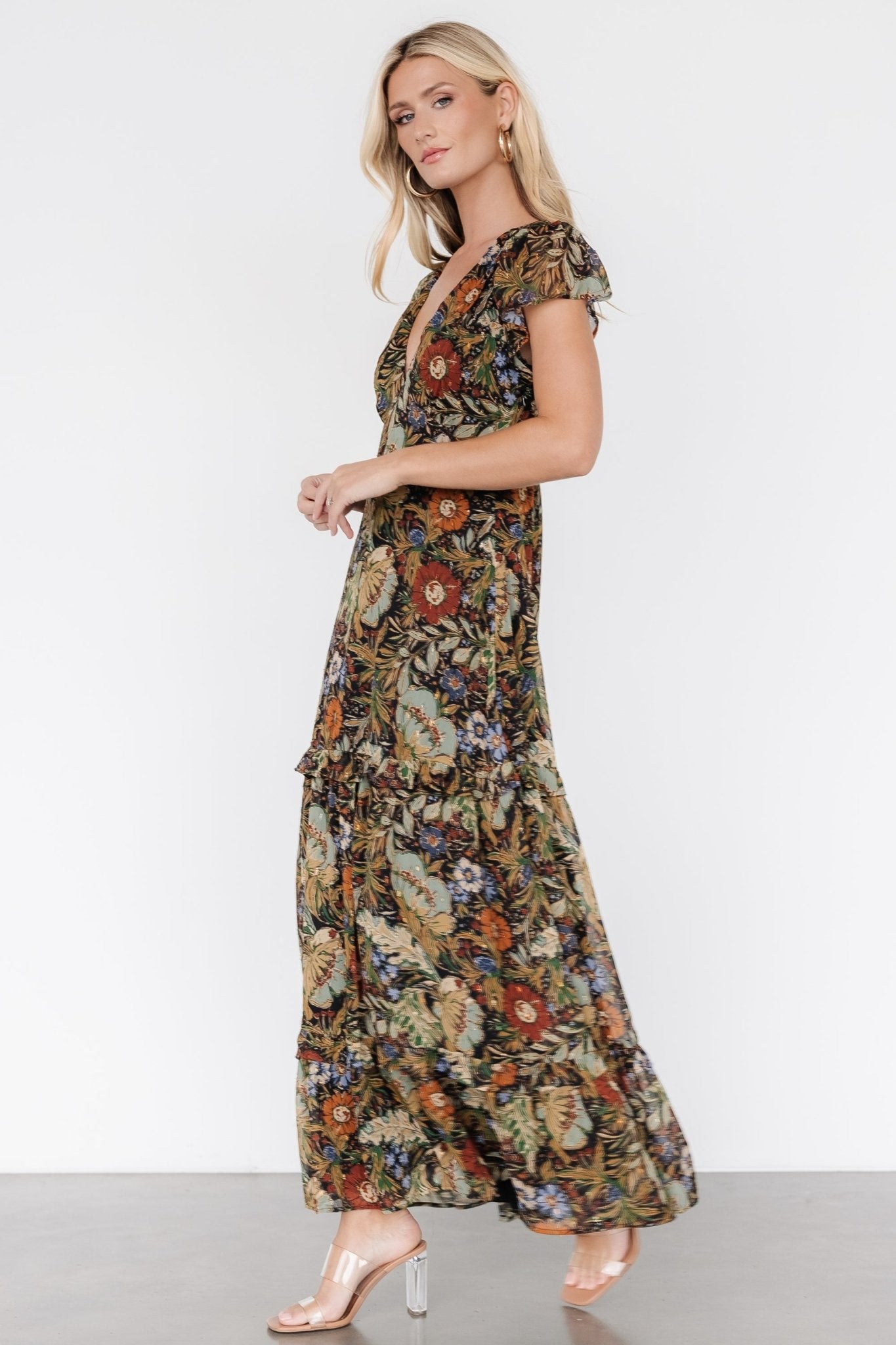 Riverwood Deep V Maxi Dress | Multi Floral - Baltic Born