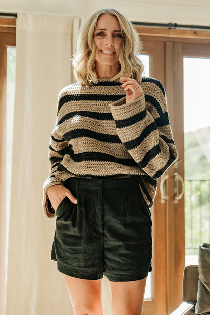 Robbie Striped Knit Sweater | Black + Camel - Baltic Born