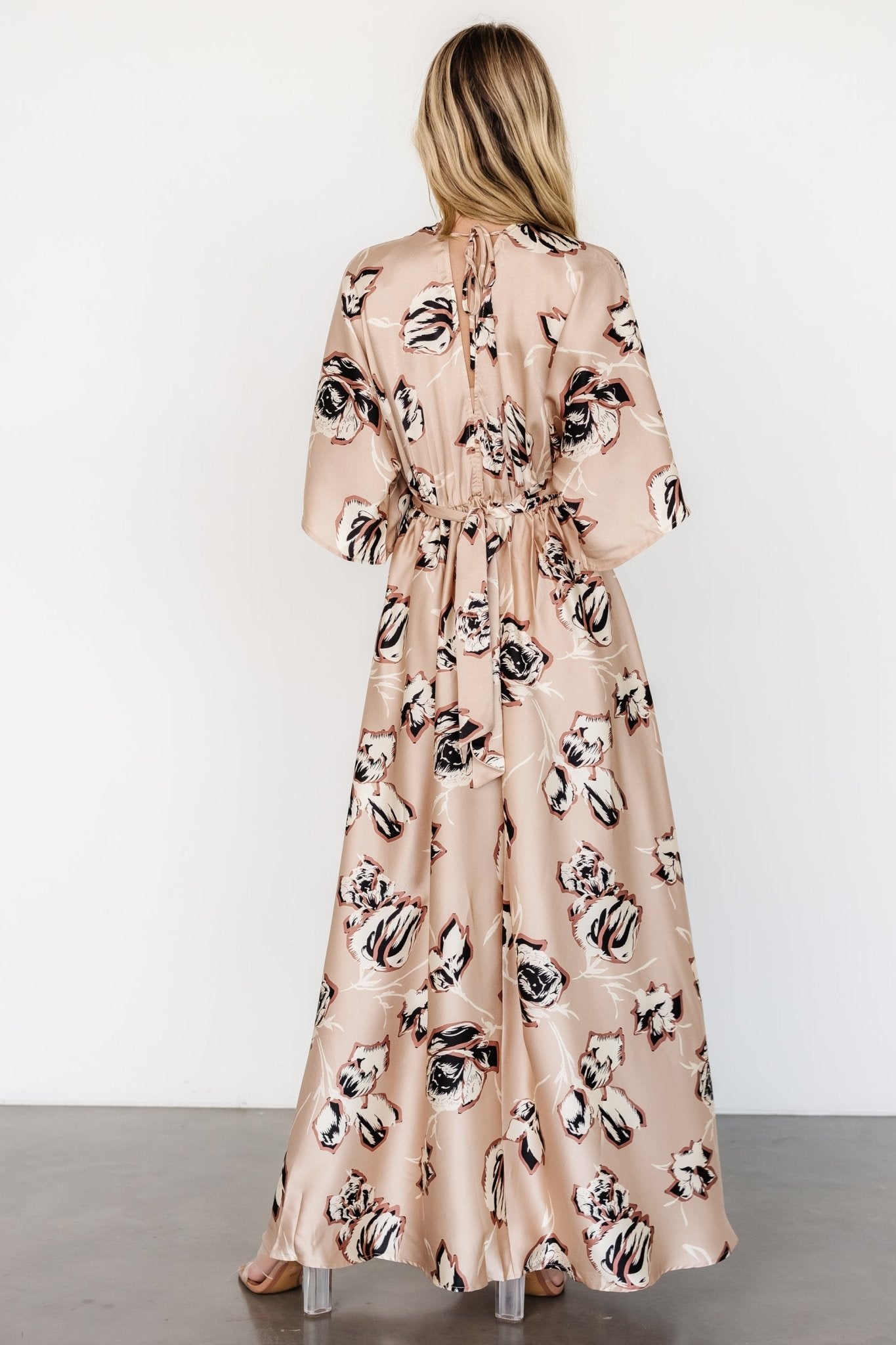 Romilly Satin Maxi Dress | Champagne Print - Baltic Born