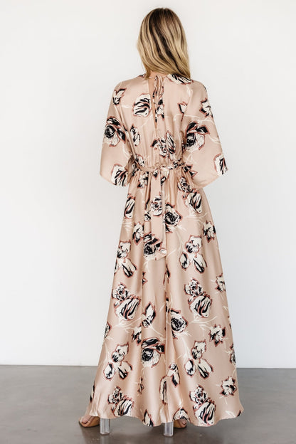 Romilly Satin Maxi Dress | Champagne Print - Baltic Born