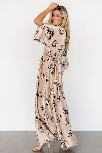 Romilly Satin Maxi Dress | Champagne Print - Baltic Born