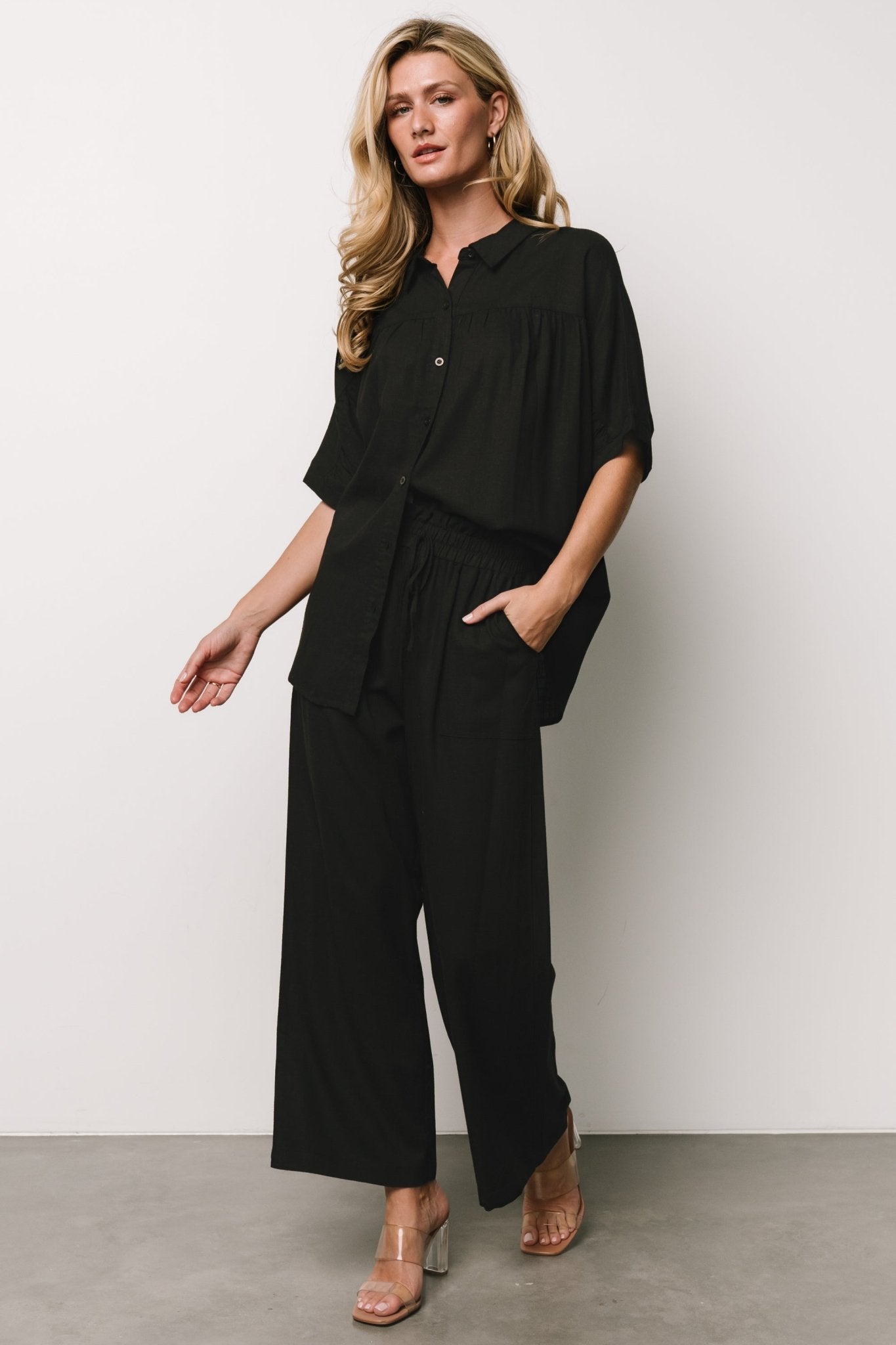 Romy Button Top | Black - Baltic Born