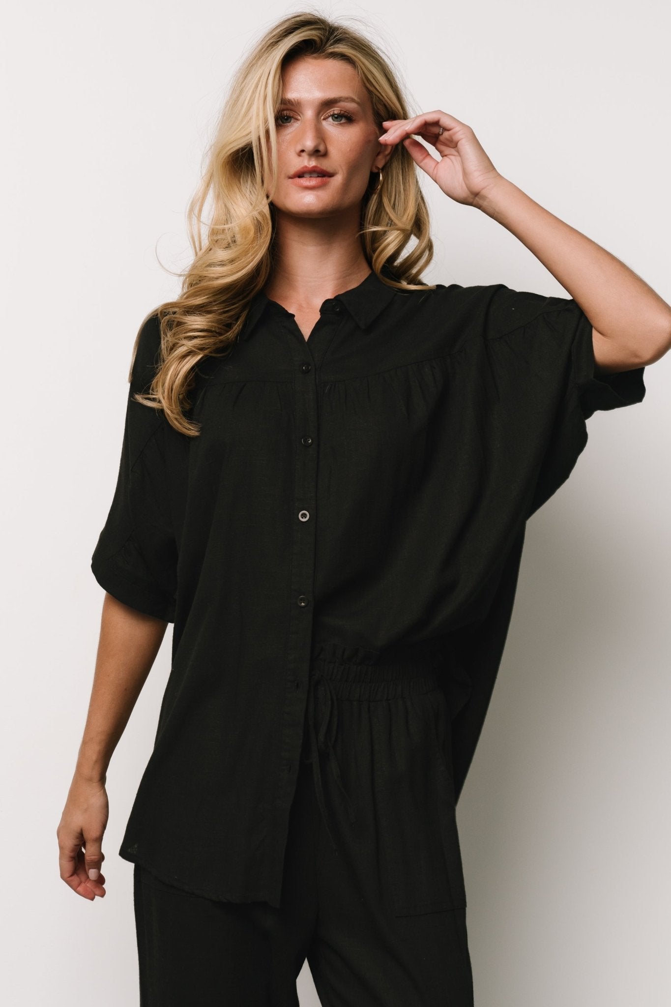 Romy Button Top | Black - Baltic Born