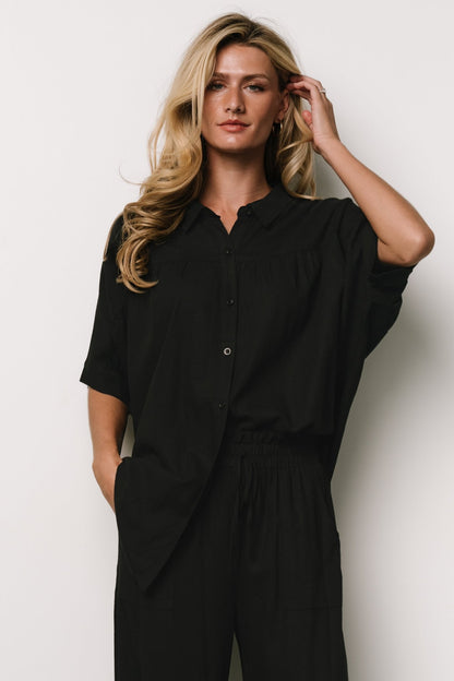 Romy Button Top | Black - Baltic Born