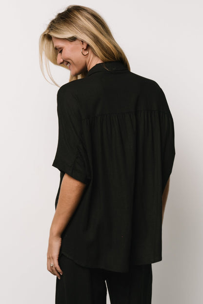 Romy Button Top | Black - Baltic Born