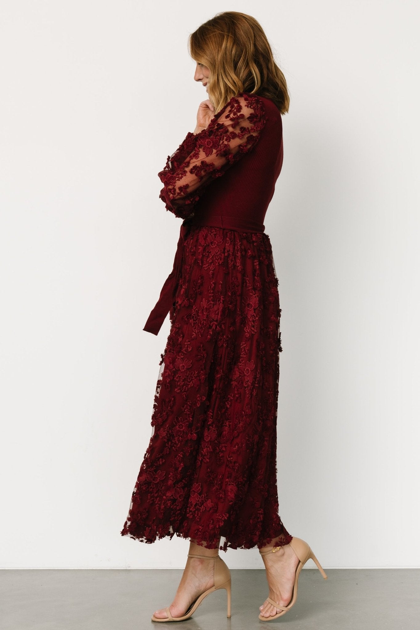 Roslyn Embroidered Dress | Wine Roslyn Embroidered Dress | Wine