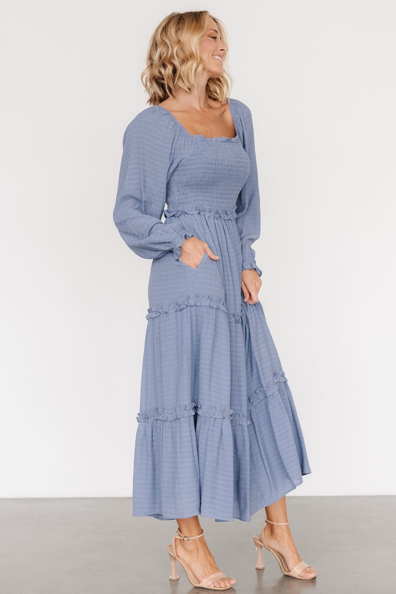 Rowan Tiered Dress | Slate Blue - Baltic Born