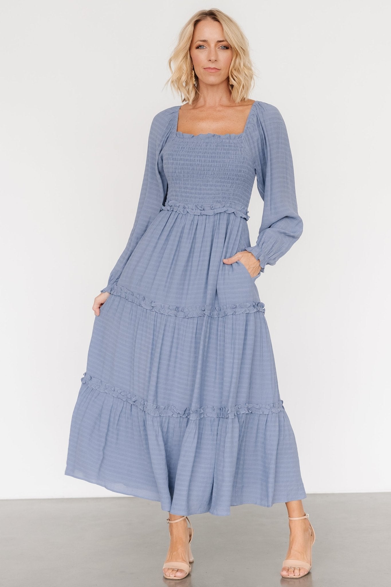 Rowan Tiered Dress | Slate Blue - Baltic Born