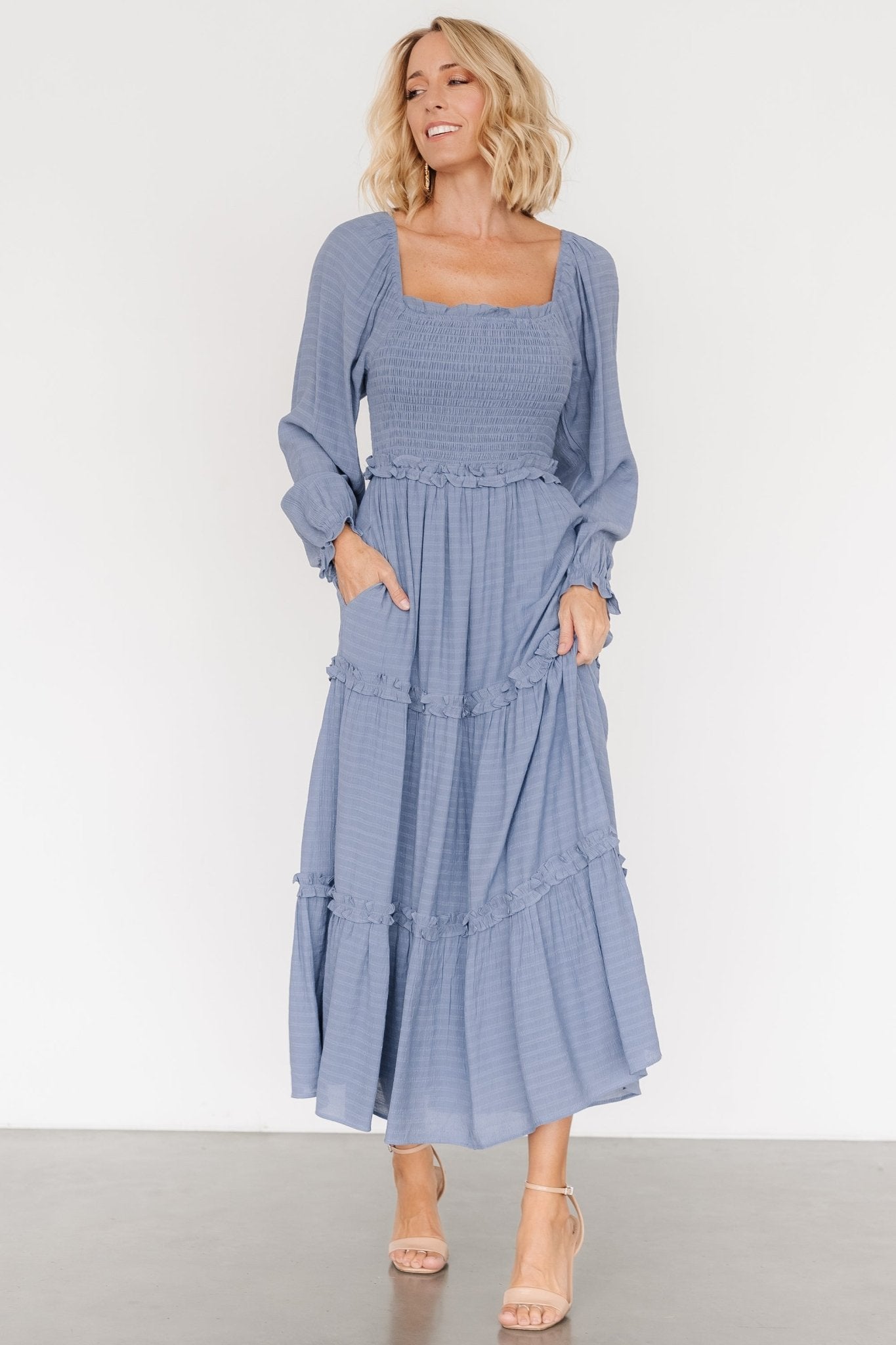 Rowan Tiered Dress | Slate Blue - Baltic Born