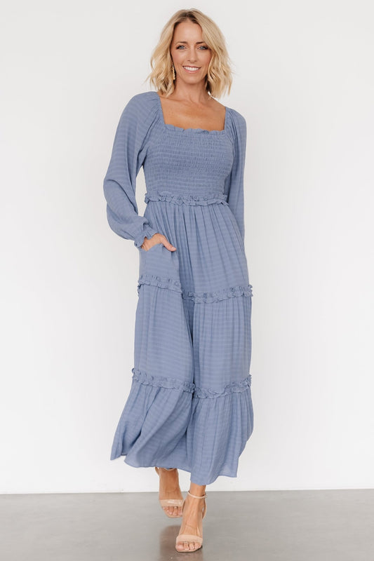 Rowan Tiered Dress | Slate Blue - Baltic Born