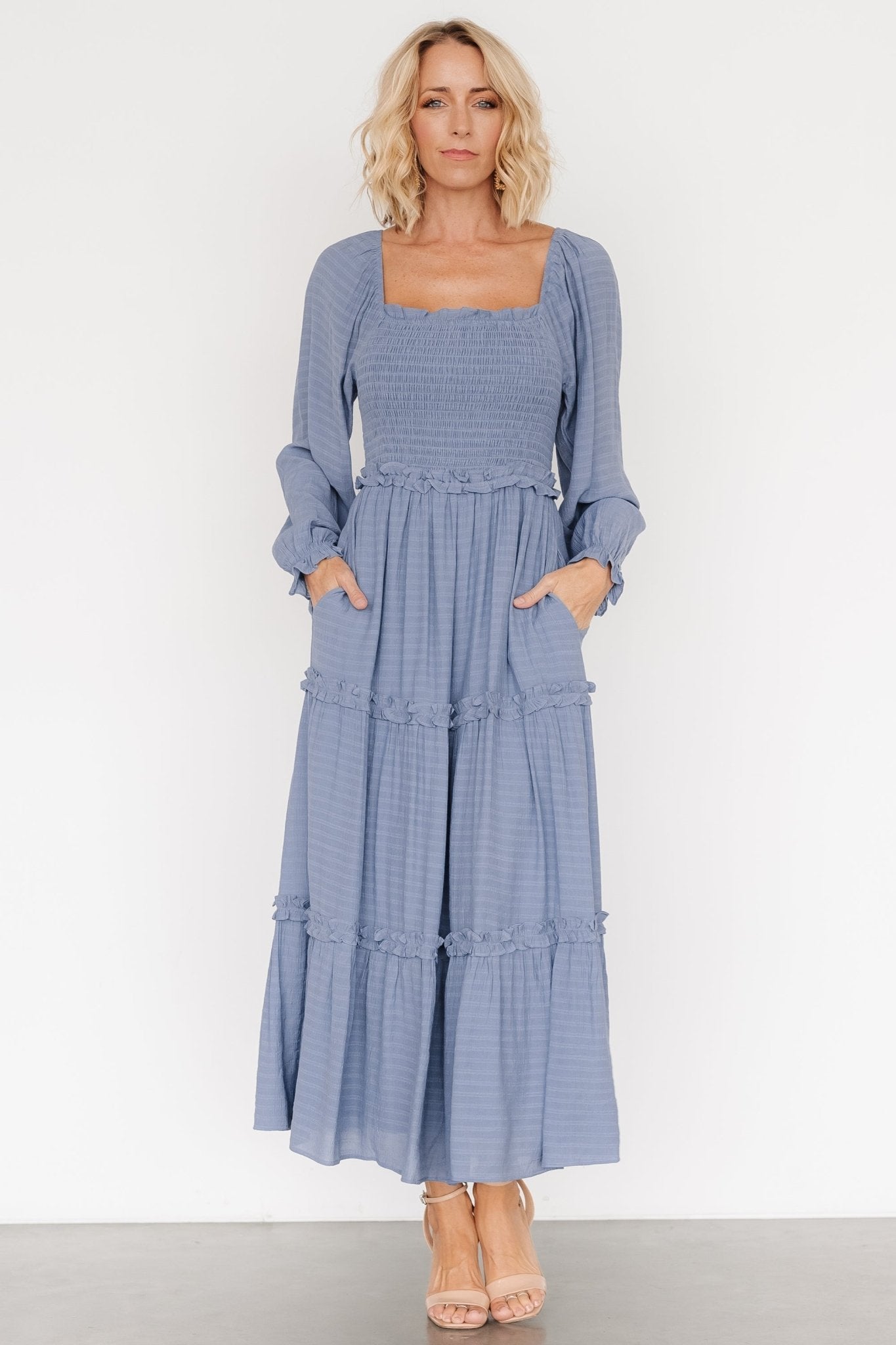 Rowan Tiered Dress | Slate Blue - Baltic Born